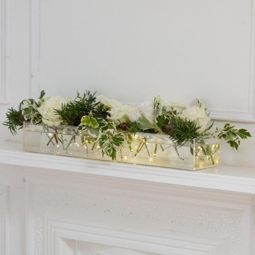 Premium Quality Acrylic Flower Vase Rectangular LED Lights - Wedding Centerpieces for Tables, Dining Table Decor, Vases for Flowers, Clear Vases for Centerpieces, Rectangle Flower Vase for Centerpiece