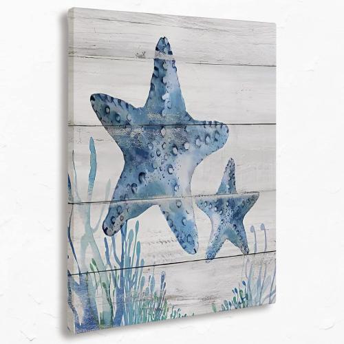 Tizzer Beach Ocean Starfish Canvas Wall Art Prints, Summer Starfish Vintage Paintings Prints,11x14 inches Artwork for Sea Life Theme Decor Bathroom Bedroom Living Room House Home Decorations