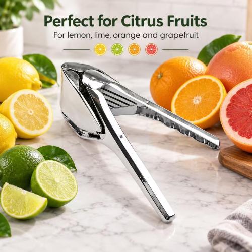 Zinc Alloy Manual Lemon Squeezer with Ergonomic Long Handle