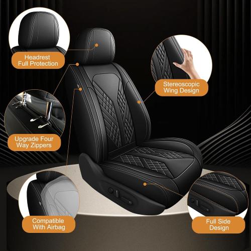 Car Seat Covers Full Set Fit for Nissan Kicks 2018-2025 2026 Waterproof Seat Covers Faux Leather Car Seat Cushions Automotive Seat Protectors Covers(5 Seats, Black)