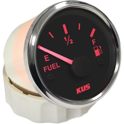 Kus Oil Fuel Level Gauge Meter Indicator 240-33ohm Signal for RV Touring Car Truck Trailer Boat with Backlight 12V 24V 52MM(2)