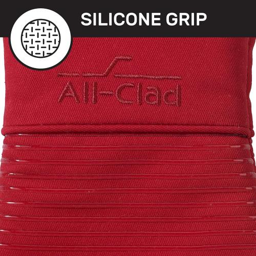 All-Clad Silicone Oven Mitts: Heat Resistant up to 500 Degrees - 100% Cotton & Silicone, 14x7 Oven Mitt for Kitchen and Barbeque, 2-Pack, Chili