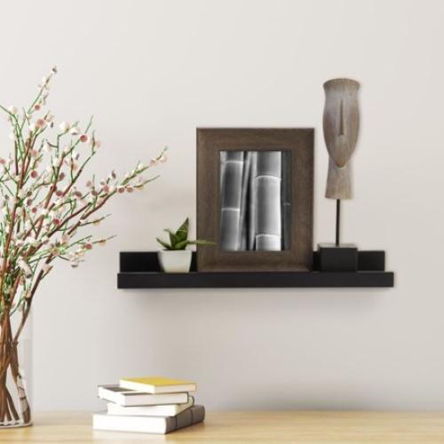 Melannco 18 x 4-inch Black MDF Photo Shelf, 12- Pound Weight Capacity
