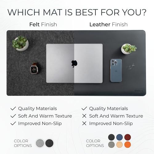 Nordik Large Felt Desk Mat - Charcoal - 35 x 17 inch - Full Desk Keyboard Mat - Computer Desk Mat for Keyboard and Mouse Pad - Desktop Mat - Large Felt Desk Pad