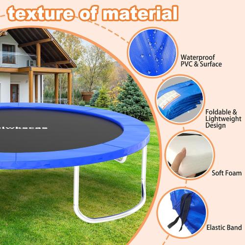 Trampoline Pad 10ft 12ft 14ft 15ft 16ft Trampoline Replacement Safety Pad, Waterproof and Tear-Resistant Safety Spring Cover Round Frame Pad, Trampoline Pad Replacement