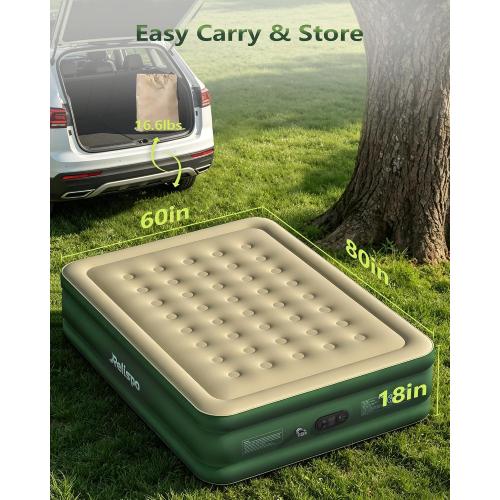 Air Mattress Queen with Built in Pump, Full-Wrap Pongee Fabric