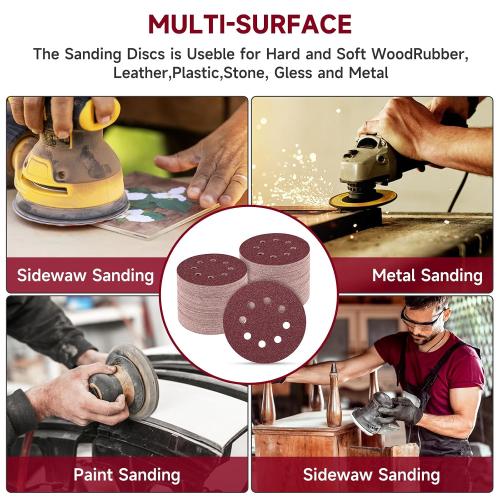 165 PCS 5 Inch Sanding Discs Random Orbital Sander Sandpaper