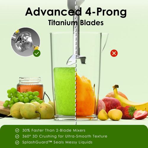 5-in-1 Cordless Immersion Blender with Rechargeable Handheld Battery