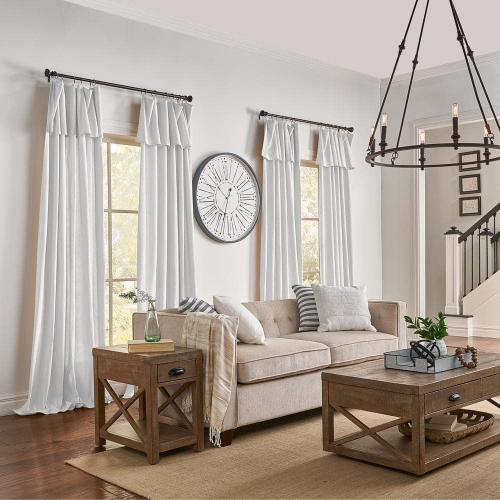 Drop Cloth White Cotton Solid 50 in. W x 84 in. L Ring Top Light Filtering Curtain (Single Panel)