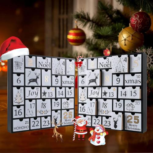 SUNGIFT Christmas Wooden Advent Calendar Boxes with 25 Drawers and Numbers to Fill 2025, DIY Countdown Advent Calendar Decoration Xmas Gift for Kids, Adults, Family, Friends