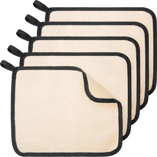 Tatuo 5 Pcs Exfoliating Face and Body Wash Cloths Towel, Black Edge