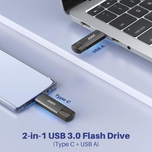 JOIOT 128GB USB C Flash Drive Dual USB 3.0 Flash Drive Type C   USB A Portable Type-C Flash Drive 2-in-1 USB-C Thumb Drive for Smartphone Tablet Computer Mac iPhone 15 Black
