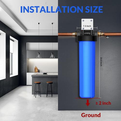 SimPure DB20P 20 *4.5 Whole House Sediment Water Filter Housing | Universal Sediment & Carbon Filter Housing | 1 NPT Port with Pressure Release Button | Well and City Water Pre-Filter