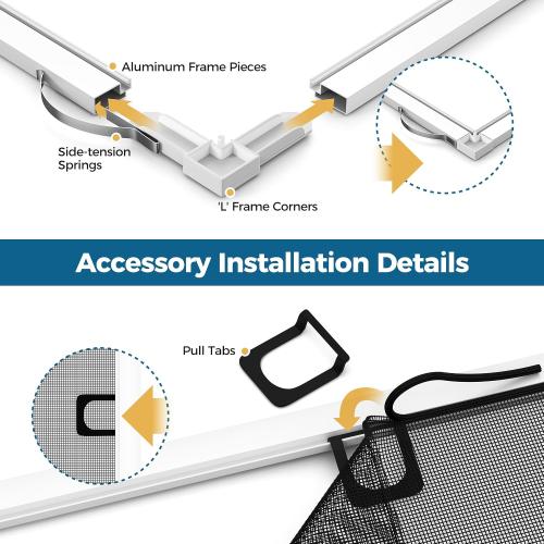 Augblinds DIY Aluminum Window Screen Frame Kit, 2 Sets, 46 in, White