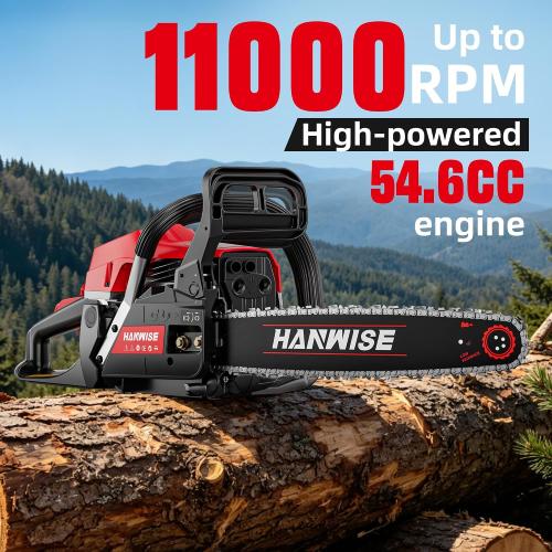 54.6cc Gas Chainsaw, 20 Inch Guide Bar, 3.2HP 2.4KW 2-Stroke Gasoline Chainsaw, Handheld Power Chain Saw with 65Mn Steel Chain, Quick Start, for Tree Cutting, Logging & Firewood