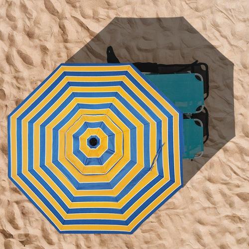 ontheway 10FT Patio Umbrella Enhanced Replacement Canopy Market Table 8 Ribs Umbrella Canopy (Yellow and Blue, 10FT)