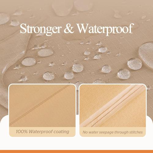 WJ-X3 Round Patio Furniture Cover, 62 D x 31 H, Beige & Coffee