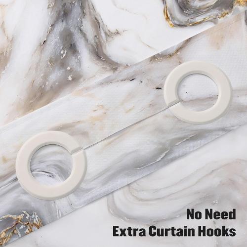 MitoVilla No Hooks Needed Marble Shower Curtain Set with Snap-in Liner, Modern