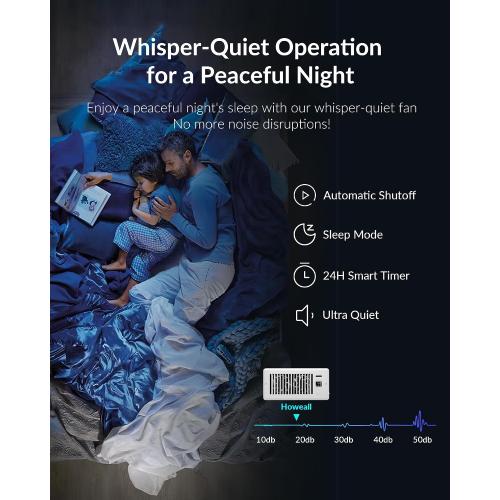 Howeall Super Quiet Register Booster Fan for 4 x 10 Register Holes, Smart Register Vent with Dual Intelligent Thermostat and WIFI App Control, Heating Cooling AC Vent Fan (White)