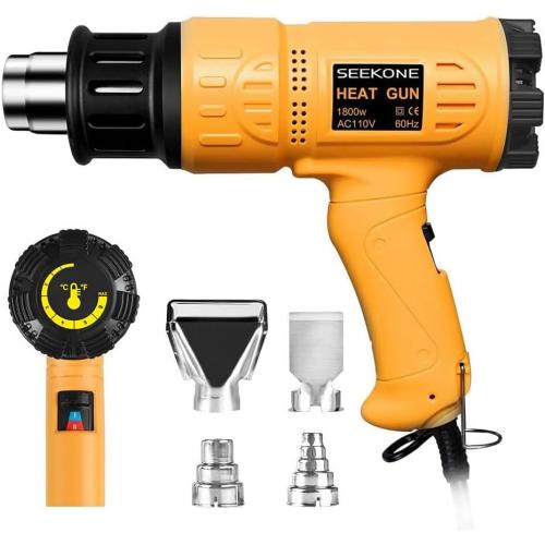 SEEKONE 1800W Heat Gun Variable Temp 122℉-1202℉ for Crafts, Shrink Wrap