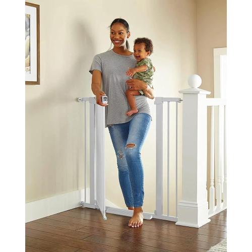 Cumbor 36 Extra Tall Baby Gate for Stairs, 29.7-40.6(Extensions Included) Wide Dog Gate for Doorways, Pressure Mounted Auto-Close Pets Gates for Dogs Indoor, Durable Safety Child Gate, White