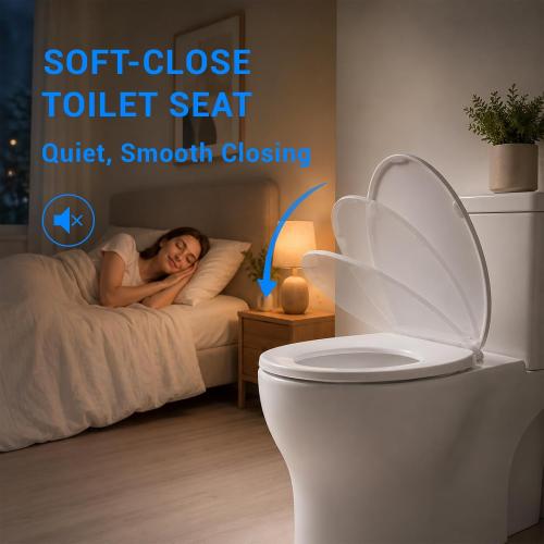 KHE Elongated Toilet Seat 18.5 Inch, Soft Close, White