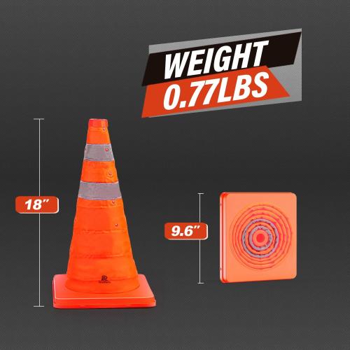 RoadHero 18 Inch 6 Pack Collapsible Traffic Safety Cones, Orange