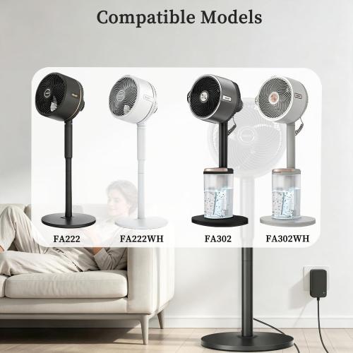 12V Charger Compatible with Shark FlexBreeze Outdoor Fan FA222, FA222WH, FA302, and FA302WH Wireless Portable Fan Adapter Power Cables