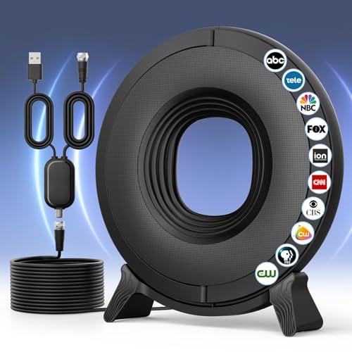 2025 TV Antenna Indoor for Local Channels, Antenna for Smart TV 360° Reception,Digital Antenna for Long Range Reception and All Smart/Old TVs, Supports 4K 1080P HD VHF UHF