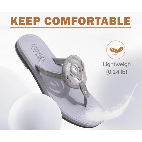 ONCAI Womens Flip Flops Fashion Flat Sandals Summer Vacations Casual Cute Slip On Dressys Sandals for Woman Size 6-11