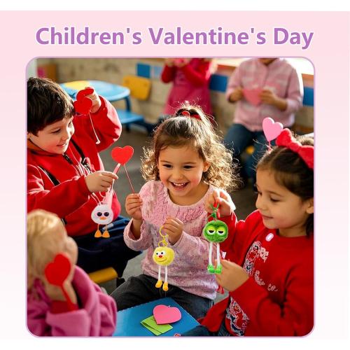 OMyFav 24PCS Party Favors Keychains - Fuzzy keychains Bulk for Kids