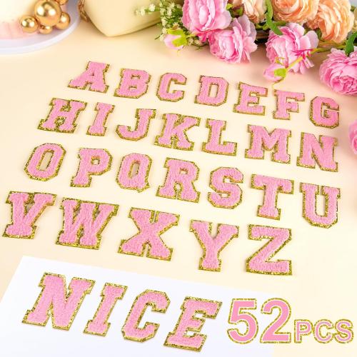 ASTARON 52 Pcs Self Adhesive Letter Patches Chenille Stickers Cloth Patch