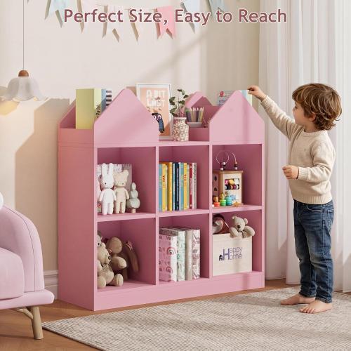 Garvee Kids Bookshelf and Toy Storage Organizer, Pink