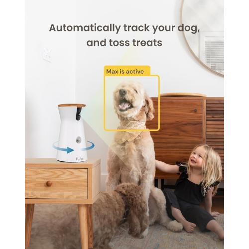 Furbo 360° Dog Camera: Pet Security Cam w/Barking Alerts, Rotating View, Treat Toss w/Phone App, Smart Home Puppy Monitoring, 2-Way Speaker, No Subscription Needed. Standard See, Talk, & Toss Features