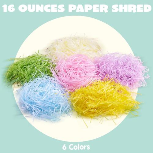 JOYIN 1 LB Easter Grass 6 Colors Recyclable Gift Wrap Crinkle Paper Shred for Basket Craft Boxes Bags Filler Stuffers, Easter Egg Hunt, Wedding Birthday Bridesmaid Engagement Party Favor Decor(16 OZ)