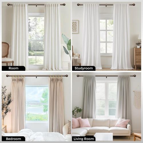 Bronze Curtain Rod 36-91 Inch, 1 Inch Adjustable Heavy Duty Curtain Rods for Windows, Decorative Modern Window Treatment Rods, Telescopic Splicing Metal Drapery Pole, Easy Installation