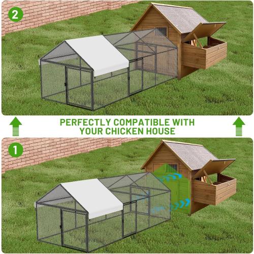 NUGRIART Metal Chicken Coop 79x40x40, Portable Chicken Run with Cover
