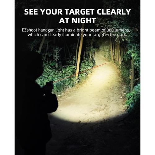 EZshoot 800 Lumens Pistol Light Laser Combo Rechargeable for Home Defense
