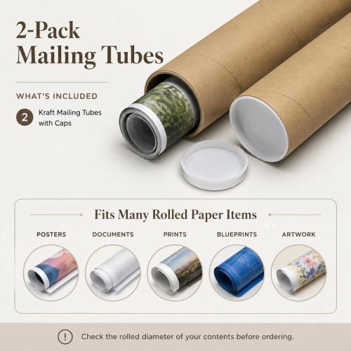 Kraft Mailing Tubes with End Caps for Posters & Documents