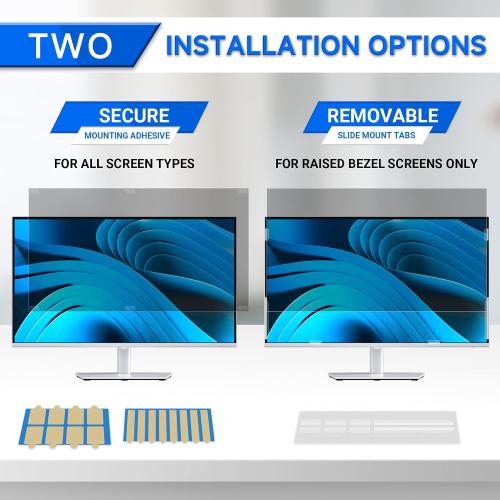 [2-Pack] Privacy Screen For Computer Monitor, 24-Inch 16:9 Aspect Ratio; Anti Spy/Bule Light/Glare And Eye Protection, 2 Install Ways Removable For Office, Airport, Cafe And Other Public Area; Diagonal 24 Inches, Width 20.92 Inches, Height 11.77 Inches