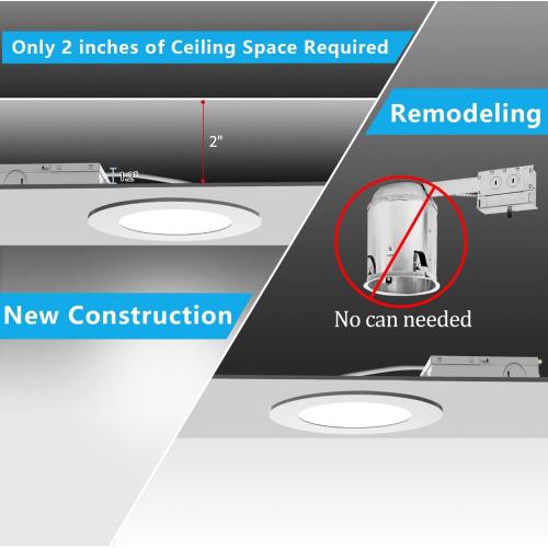 6‑Packs 8 Inch Recessed Light J‑Box, Ultra‑Thin Can‑Killer Canless
