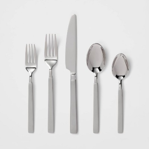 20pc Newfane Flatware Set Silver - Threshold™: Stainless Steel Silverware, Service for 4, Dishwasher-Safe MAY HAVE MISSING PIECES