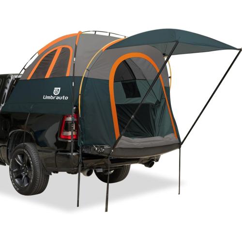 Truck Bed Tent with Awning:   Waterproof Tailgate Pickup Truck Tents, Easy Set-up for 2 Person, Fits Full Size Short Bed, Chevy, Dodge, Ford, GMC, Green