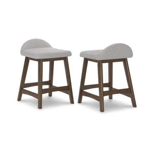 Set of 2 Color Grey Signature Design by Ashley Lyncott Counter Height Upholstered Barstool with Foam Cushion, Set of 2, Light Gray