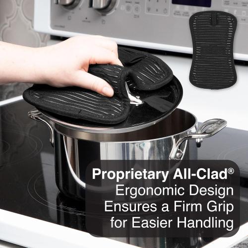 Set of 2 Color Black All-Clad Premium Pot Holder & Hot Pad: Heat Resistant to 500 Degrees - 100% Cotton, 10x6.25 Hot Pad for Kitchen and Barbeque,