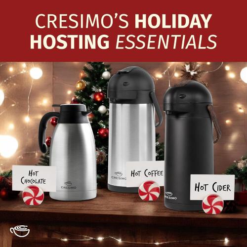 Cresimo Thermal Coffee Carafe 68oz / 2L - 12 Hours Hot Beverage Dispenser, Insulated Stainless Steel Carafe for Liquids, Coffee Carafes For Keeping Hot Water Dispenser for Parties - Large Tea Flask