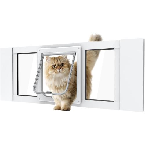 Aluminum Cat Door for Windows - Adjustable to Fit Window Width 28-32
