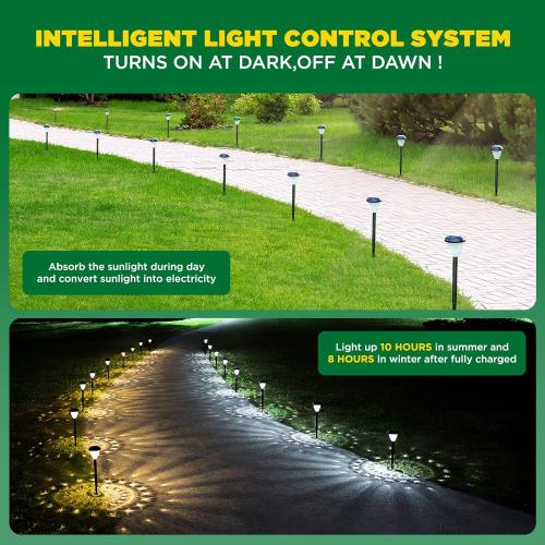 URAGO Super Bright Solar Lights Outdoor Waterproof, Dusk to Dawn Up to 12 Hrs Solar Powered Outdoor Pathway Garden Lights Auto On/Off, LED Landscape Lighting Decorative for Walkway Patio Yard