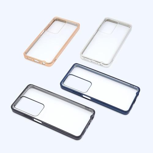 レイ・アウト Layout Oppo A3 5G Like Standard Shock Absorption Bumper Metallic Hybrid Case Silver Oppo A-3 Hard Soft Smartphone Case Smartphone Cover Clear Case Clear Cover Clear Type Clear Protective Shock