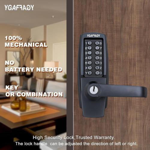 Mechanical keyless Lock Optional 2-3/8 or 2-3/4 Deadlatch, Matte Black
